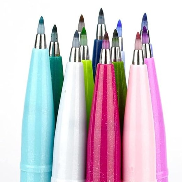 Pentel Fude Touch Art Sign Pen, Flexible Brush Tip Marker BURGUNDY Set of 3 Pens - Picture 10 of 12